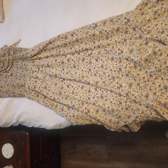 Floral Midi Dress in Yellow and Purple - Picture 2 of 3